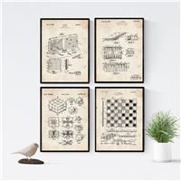 Nacnic VINTAGE - Pack of sheets with PATENTS of games. Set 4 250