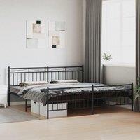 Metal Bed Frame with Headboard and Footboard Black 193x203 cm
