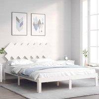 Bed Frame with Headboard White 140x190 cm Solid Wood
