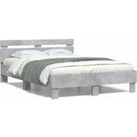 Berkfield Home Bed Frame with LED without Mattress Concrete Grey 120x200 cm | Size: Small Double