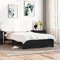 Bed Frame Black Solid Wood 135x190 cm Double