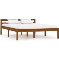 Bed Frame Honey Brown Solid Pine Wood 140x200 cm