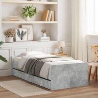 Berkfield Home Bed Frame with Drawers without Mattress Concrete Grey 90x190 cm Single