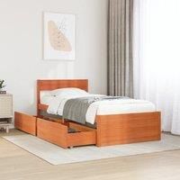 Berkfield Home Bed Frame without Mattress Wax Brown 75x190 cm Small Single Solid Wood Pine