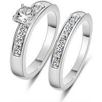 Double Crystal Ring Set - 4 Sizes! - Silver