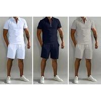 Men'S Two-Piece Polo T-Shirt And Shorts In 5 Colours - Grey