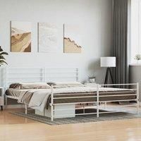 Metal Bed Frame with Headboard and Footboard White 193x203 cm