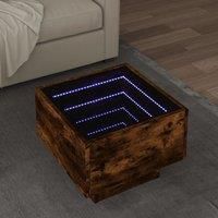 Berkfield Home Side Table with LED Smoked Oak 40x40x30 cm Engineered Wood in Brown | Size: 40 x 40 x 30 cm