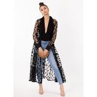 CY Women's Spotted Design Lace Shirt Dress Cardigan In Black | Size: S/M