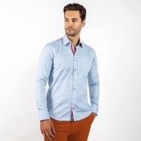 CLAUDIO LUGLI Men's Pale Faint Shading Classic Shirt in Blue | Size: XL