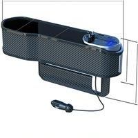 Car Seat Gap Filler Storage Box with Cup Holder Front Seat Console Side Pockets with Fast Charging,
