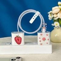 Strawberry /Watermelon/Cherry 5pcs Charging Data Cable Protector Winder Accessories For iPhone