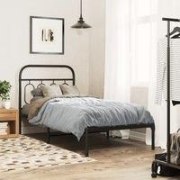 Berkfield Home Metal Bed Frame without Mattress with Headboard Black 90x200cm | Size: 90x200 cm