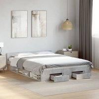 Berkfield Home Bed Frame with Drawers without Mattress Concrete Grey 160x200 cm