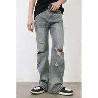 Distressed Basic Style Jeans with No Stretch