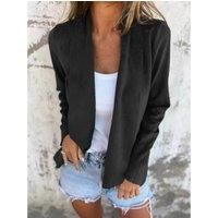 Full Size Open Front Casual Cardigan Plus Size- Black Outerwear