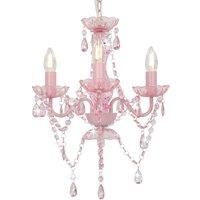 Berkfield Home Chandelier with Beads Pink Round 3 x E14