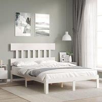 Bed Frame with Headboard White 140x200 cm Solid Wood