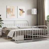 Metal Bed Frame with Headboard and Footboard White 193x203 cm