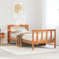 Berkfield Home Bed Frame with Headboard without Mattress Wax Brown 100x200 cm