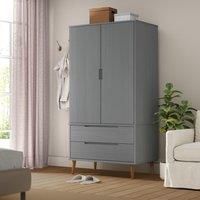 Berkfield Home Wardrobe MOLDE Grey 90x55x175 cm Solid Wood Pine | Size: 90 x 55 x 175 cm
