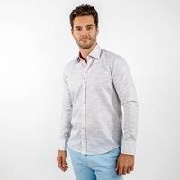 CLAUDIO LUGLI Men's Pastel Knitted Cotton Classic Shirt in Grey | Size: Large