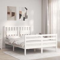 Bed Frame with Headboard White 140x190 cm Solid Wood