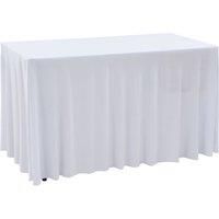 2 pcs Stretch Table Covers with Skirt 183x76x74 cm White