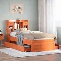 Berkfield Home Bookcase Bed without Mattress Wax Brown 75x190 cm Small Single Solid Wood Pine