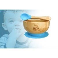 Bamboo Bowl & Spoon Set With Suction - 2 Options, 6 Colours - Pink