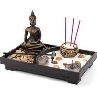 Mini Desk Top Buddha Japanese Zen Garden Kit - Incense Bundle