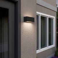 Lucande Bente - rectangular outdoor wall light, graphite