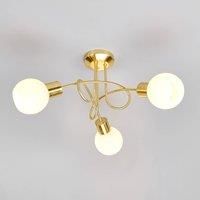 Elaina ceiling light, three-bulb, brass