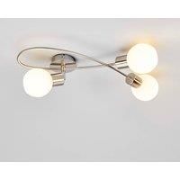 LED ceiling light Elaina, 3-bulb nickel matte