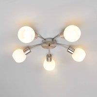Elaina ceiling light five-bulb round, matt nickel
