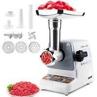 Geepas 2000W Electric Meat Grinder - Sausage Maker, Meat Mincer Food Grinding Mincing Machine with Kibbe Attachment – 3 Different Cutting Plates, Meat Mincer & Sausage Stuffer, Reverse Function