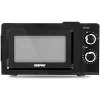 Geepas 700W Solo Manual Microwave | 20L Solo Microwave Oven with 5 Power Levels | Reheating, Automatic Defrost Function & 30 Minute Timer | 2 Rotary Dials, Easy Clean | Stylish Compact Design, Black