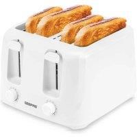 White 4 Slice Toaster Family Size 1400W with Variable Browning Control