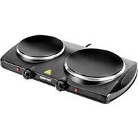 Double Ceramic Hot Plate Infrared Portable Electric Cooktop Hob 2000W, Black