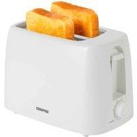 Geepas 2 Slice Bread Toaster with 6 Level Browning Control - Removable Crumb Tray, Cancel Function, Cord Storage & Cool Touch Plastic Housing - 650W, 2 Year Warranty (White)