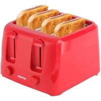 4 Slice Toaster Family Size Bread Toaster 6 Variable Browning Control 1400W Red
