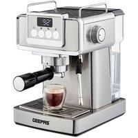 GEEPAS Espresso Coffee Machine with Milk Frother, 20 Bar Pressure | 1.8L Detachable Water Tank, Stainless Steel Housing | 1465W, Grey