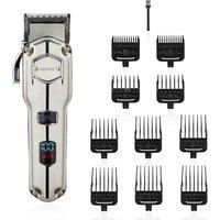 Geepas Rechargeable Beard Trimmer | Cord/Cordless Beard & Stubble Trimmer | Men’s Cordless Hair Trimmers | LED Display, 2000mAH Li-ion Battery, 240 Mins Working Time| Waterproof, Silver