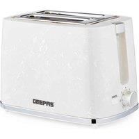 Geepas 2 Slice Bread Toaster with 7 Level Browning Control | Removable Crumb Tray, Cancel Function & Cord Storage | Auto Cut Off, Premium Design, 900W | White