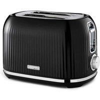 GEEPAS 2 Slice Bread Toaster with 7 Browning Levels Integrated Cord Storage Removable Crumb Tray Defrost and Reheat Function Cool Touch Exterior & Non-Slip Feet 1000W | Black | Fluted