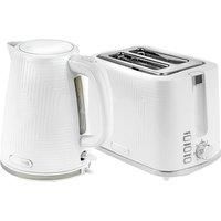GEEPAS Opus Collection 1.7L Electric Kettle & 2 Slice Bread Toaster Set, White