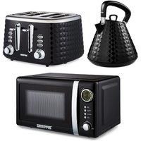 GEEPAS Digital 20L Microwave, Argyle 1.7L Kettle & 4 Slice Toaster Set | Black
