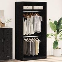 Berkfield Home Black Oak Wardrobe - 100x50x200 cm, Made of Engineered Wood | Size: 100 x 50 x 200 cm