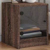 Berkfield Home Bedside Cabinets with Glass Doors 2 pcs Brown Oak 35x37x42 cm | Size: 35 x 37 x 42 cm