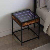 Berkfield Home Bedside Table with Infinity LED Smoked Oak 40x40x51 cm in Brown | Size: 40 x 40 x 51 cm